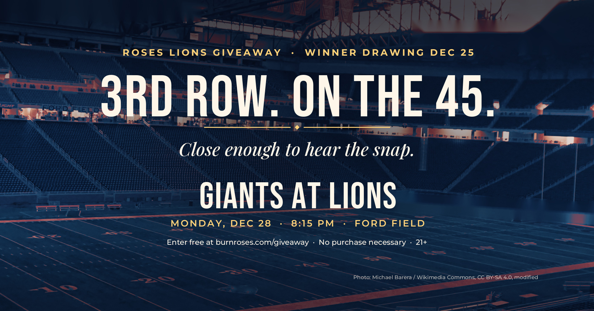Roses Giants at Lions giveaway event cover