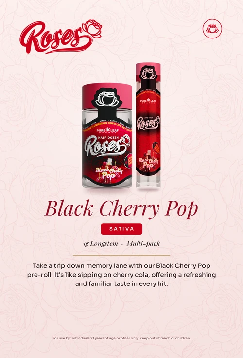 Roses flavor card, Black Cherry Pop