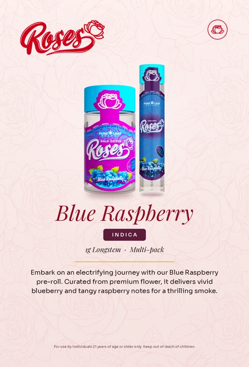 Roses flavor card, Blue Raspberry