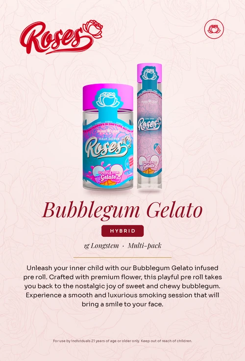 Roses flavor card, Bubblegum Gelato