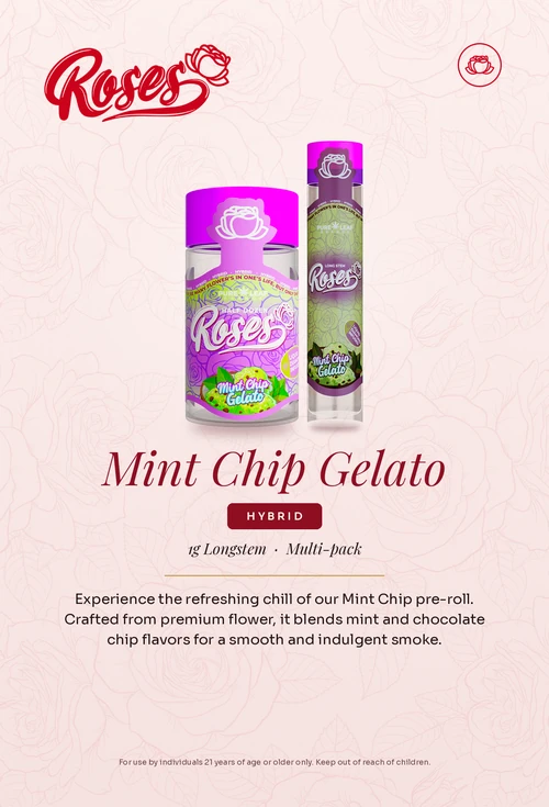 Roses flavor card, Mint Chip Gelato