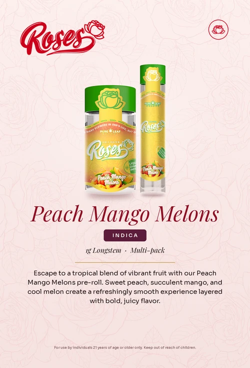 Roses flavor card, Peach Mango Melons