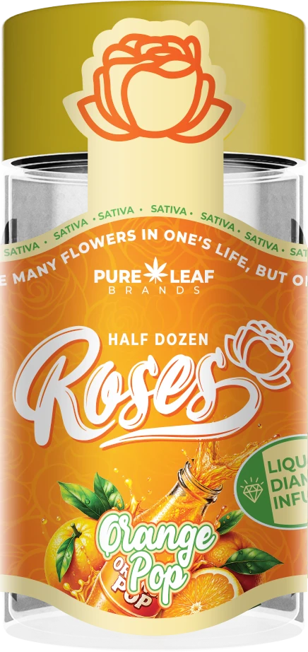 Roses Orange Pop half dozen pre-roll jar