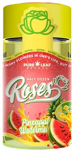 Roses Pineapple Watermelon Half Dozen 3.6g pre-roll jar in yellow and green