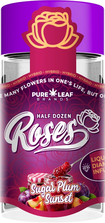 Roses Sugar Plum Sunset half dozen pre-roll jar