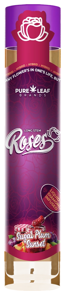 Roses Sugarplum Sunset 1g pre-roll in a purple tube