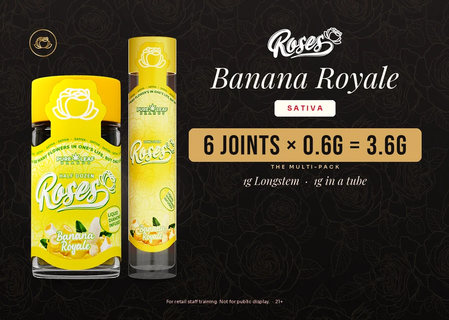 Roses budtender flash card, Banana Royale