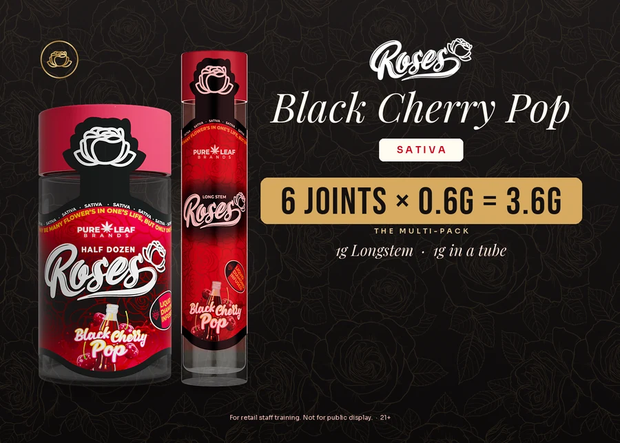 Roses budtender flash card, Black Cherry Pop