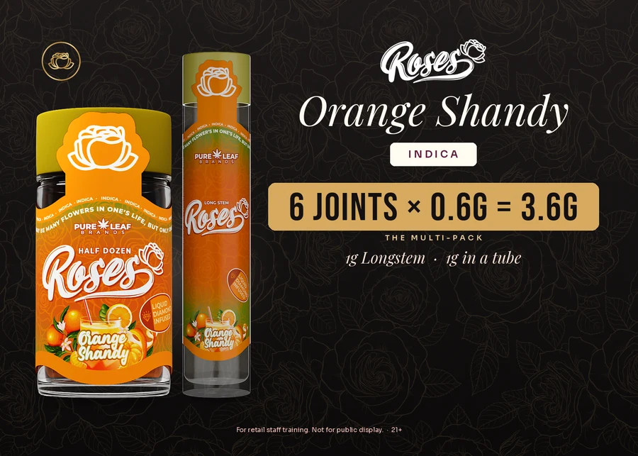 Roses budtender flash card, Orange Shandy