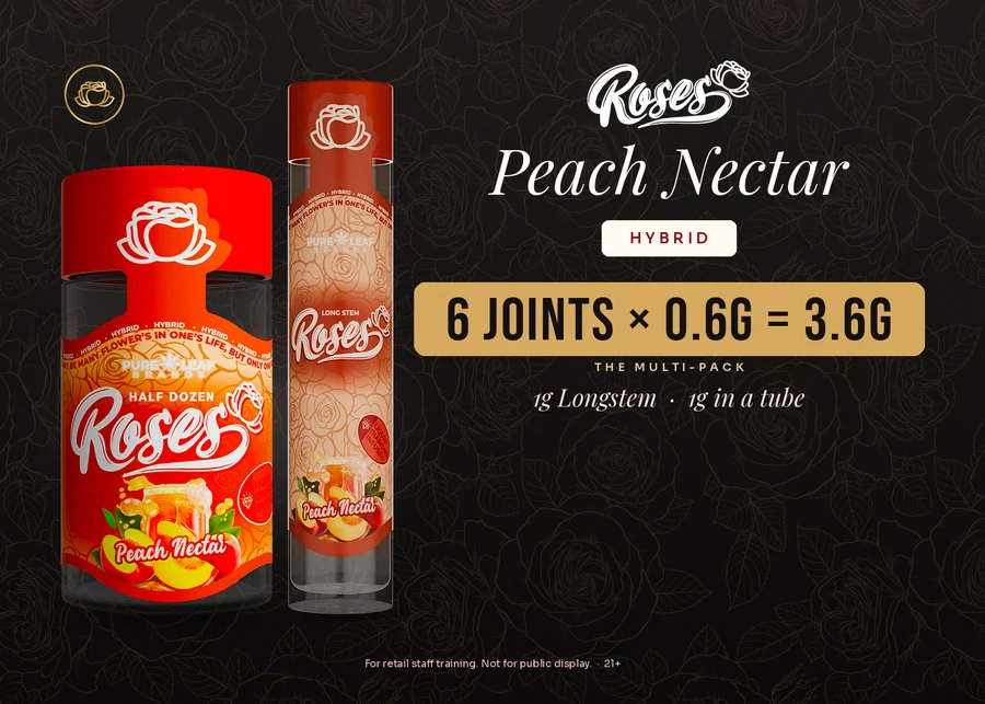 Roses budtender flash card, Peach Nectar