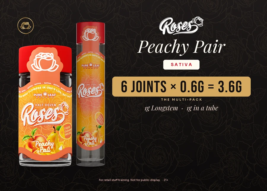 Roses budtender flash card, Peachy Pair