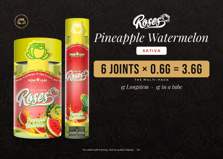 Roses budtender flash card, Pineapple Watermelon