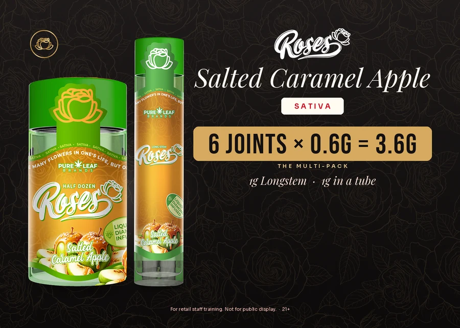 Roses budtender flash card, Salted Caramel Apple