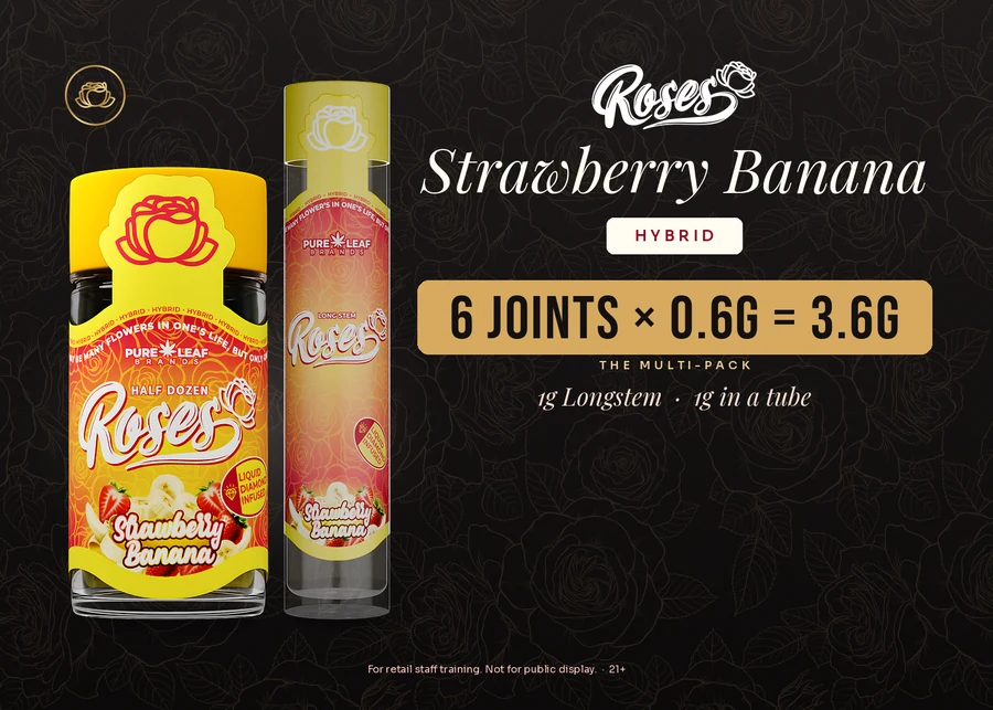Roses budtender flash card, Strawberry Banana