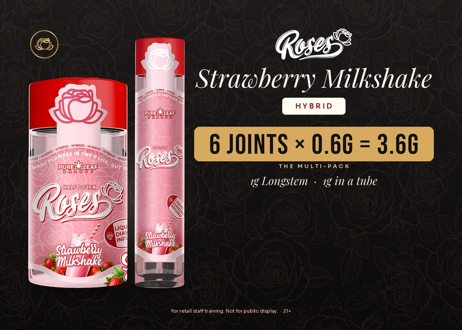 Roses budtender flash card, Strawberry Milkshake