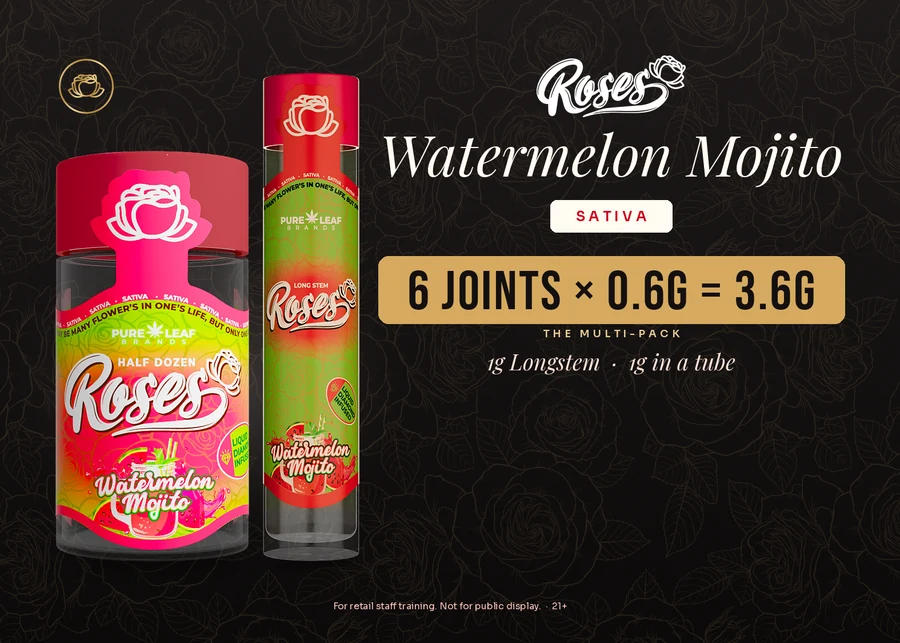 Roses budtender flash card, Watermelon Mojito