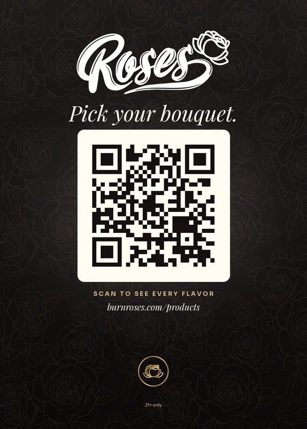 Roses QR card, black